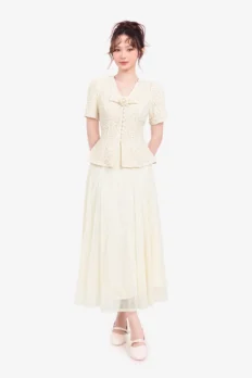 Áo kiểu peplum ren đính hoa